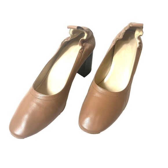 Everlane Women 8.5 Beige Stretch Leather Heel Slip On Comfort Classic Pump Italy - Picture 2 of 10